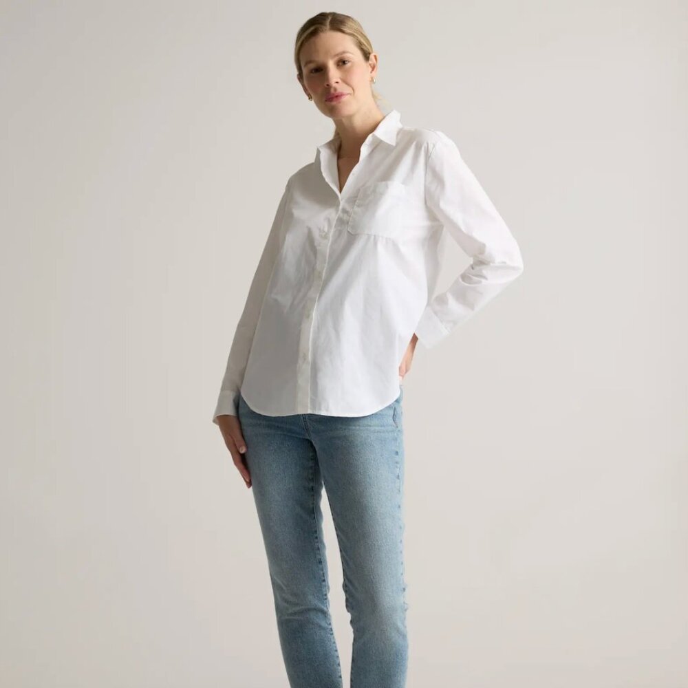 Quince 100% Organic Cotton Poplin Maternity Long Sleeve Shirt